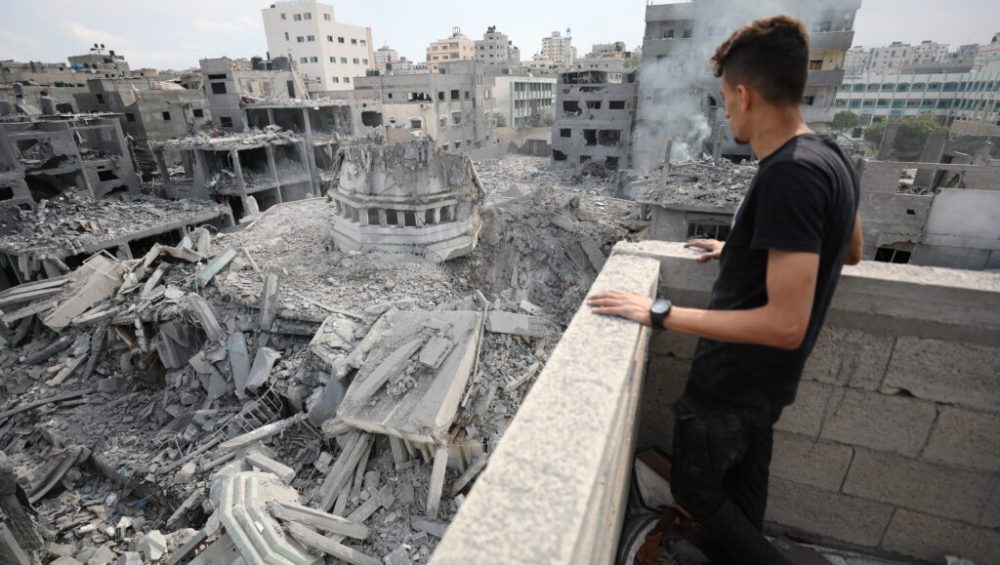 In Gaza, some buildings still stand. But most residents have evacuated.  