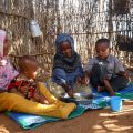 In Kenya, four of Fatuma's children, the youngest being nine months.